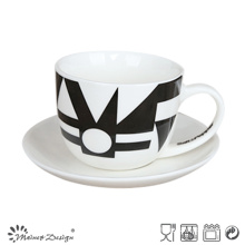 Black Simple Decal 3oz Cup & Saucer